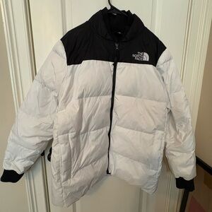 North Face 700 full zip up white puffer jacket